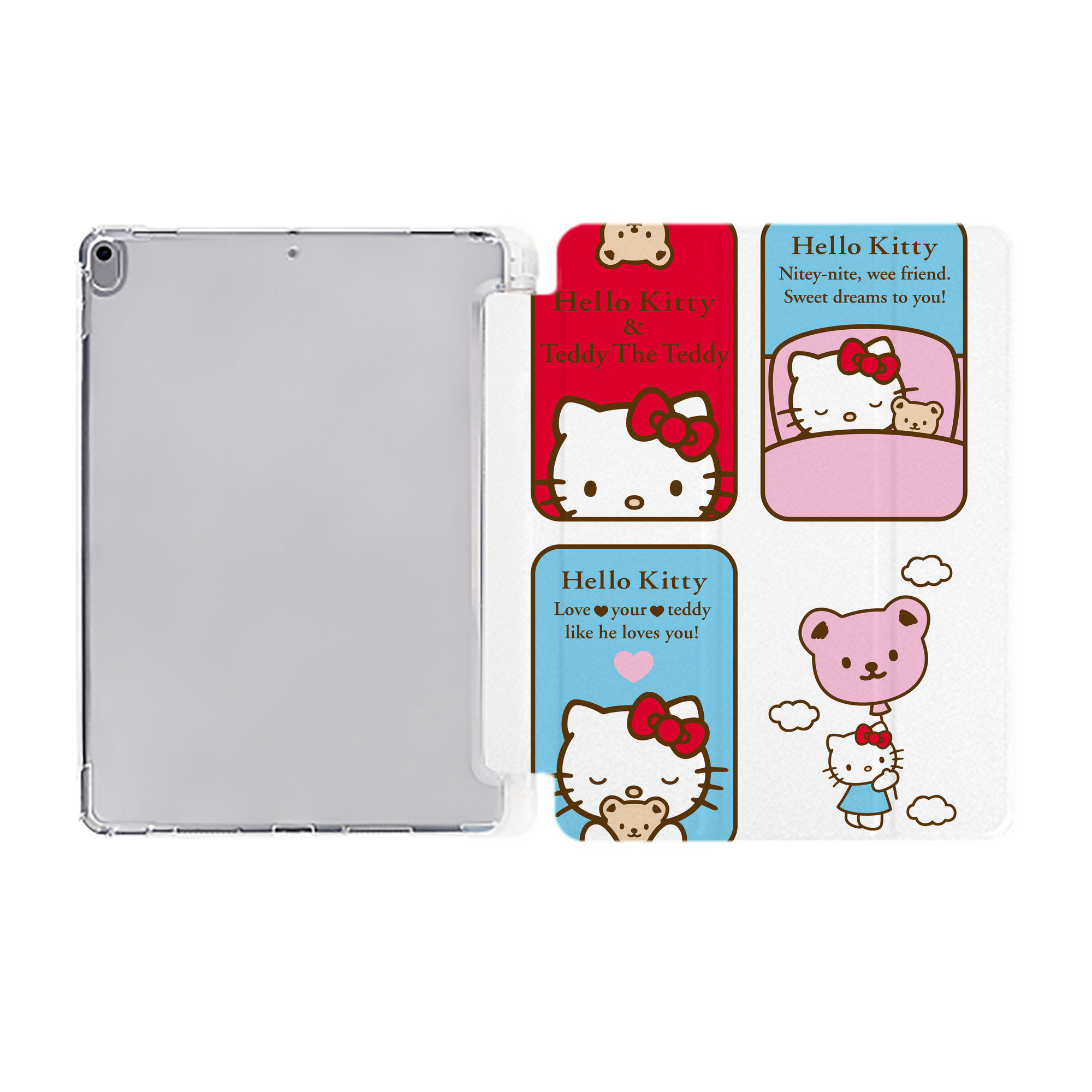 （画像用） Hello Kitty ハローキティ IPad ケース ペン収納付き 三つ折りスタンド PUレザー×シリコン 対応機種9.5/10.5/10.9インチ